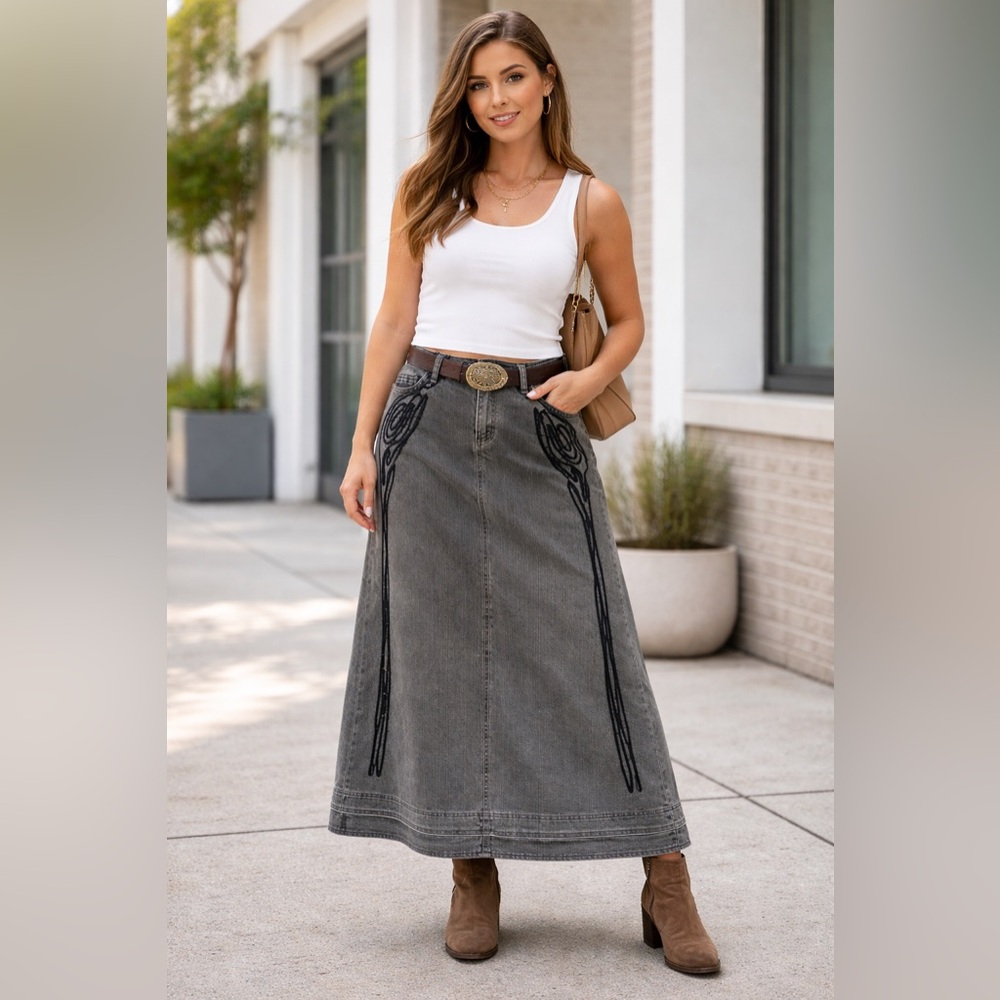 ZARA TRF Long Denim Skirt
